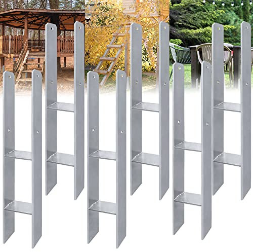 ACXIN 6 Stück H-Pfostenträger H-Anker Pfostenanker Set in Feuerverzinkter Ausführung 91x600mm Feuerverzinkt, 5mm Materialstärke