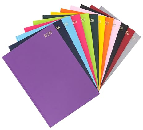 Agenda 2026, tamaño A4, página al día, tapa dura, color morado, calendario diario (A4 día por página, morado)