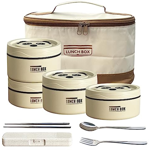 GYYGRY Lunch Box Insulated Lunch Box Stainless Steel,Leakproof,Stackable,Thermal Lunch Bag,Cutlery Set,59 Oz/1740ml,Lunch Containers Adults Women Work Camping Outdoor