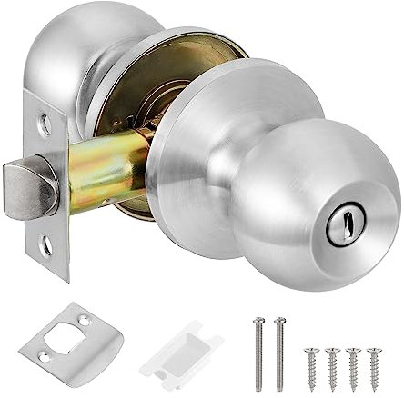 Knpwer Pomello per porta con serratura, in metallo, girevole, rotondo, per porta, per porta e porta