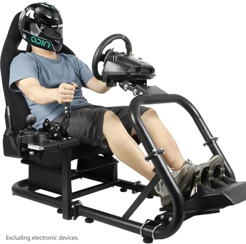 Dardoo Adjustable Racing Simulator Cockpit with Black Seat Fit for Logitech G29 G920 G923, for Fanatec, for Thrustmaster T300RS T500RS,No Wheel Pedal and Handbrake