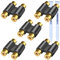 YIMATEECO Cinch Koppler RCA Doppel Kupplung, 5 Stk Cinch Buchse auf Buchse Kupplung 2 kanäle Adapterstecker Audio Video Adapter H type für Lautsprecher, Phono(5 Stü, RCA Doppel Koppler)