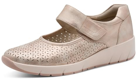 Jana chaussures basses femme avec fermeture velcro vegan, Rose/Gold, 39 EU