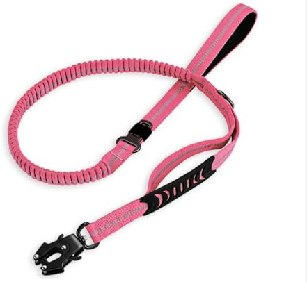 feiling Guinzaglio elastico resistente, riflettente, con ammortizzatore, per cani di taglia media e grande (rosa)
