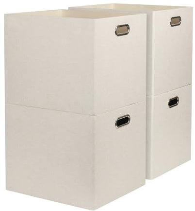 ORGMASTER Collapsible Fabric Storage Cubes, Cubby Storage Organizer Bins Foldable Container Baskets for Home Office Wardrobe Closet Shelf, 4 Pack, 33 x 38 x 33 cm, Beige