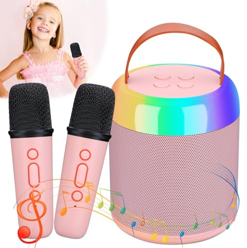 Coikes Karaoke 2 Micrófonos para Niños, Altavoz Bluetooth Portátil para Adultos y Niñas, Karaoke Infantil con Efectos de Cambio de Voz y Luces LED, Regalo para Fiestas en Casa/Regalos/Juguetes