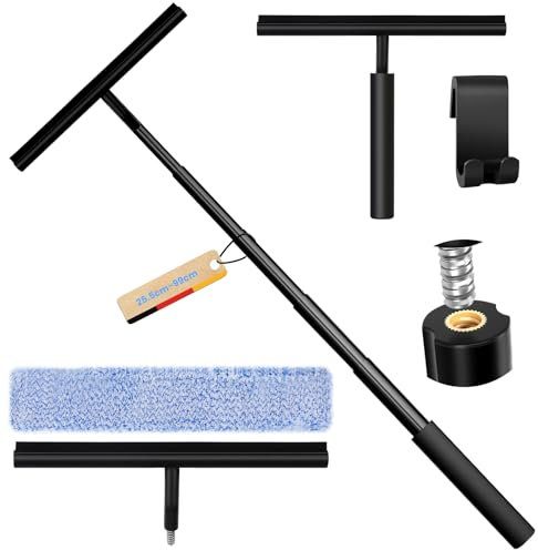 Duschabzieher Langer Stiel, Festigen Upgrade Abzieher Dusche Schwarz 25-99cm Teleskop Fensterabzieher mit Halterung Duschabzieher Silikon,Ausziehbarer Duschabzieher,Duschkabinenabzieher Fensterwischer