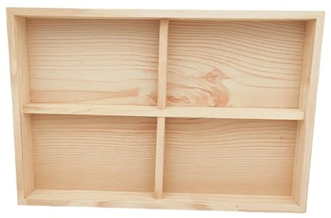 Anktily Scatola divisoria in legno grezzo con 4 scomparti, vetrina per biancheria intima, espositore per gioielli, oggetti da collezione
