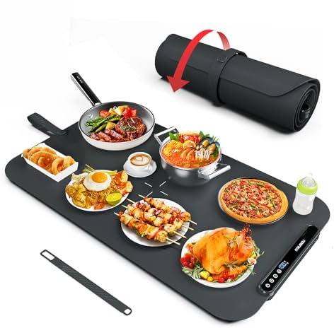 itrusou Scaldavivande Portatile con Controllo Termico Regolabile, Riscaldamento Integrale e Nano-Silicone. Mantiene cibi Caldi, scongela o riscalda. Design Pieghevole e Compatto