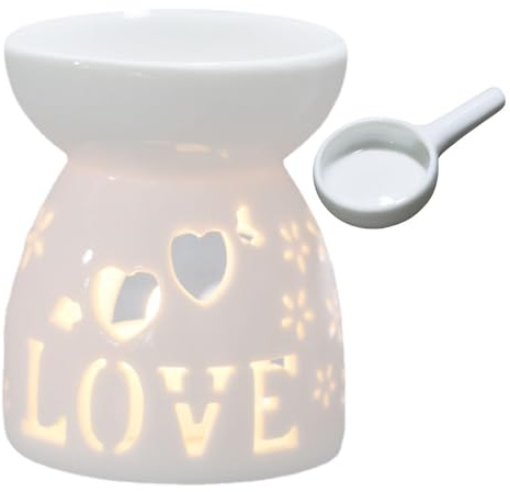 Candle Burner Holder - 50ml Aromatherapy Oil Burner, essentiall Oil Diffuser | Ceramic Wax Melt Warmer, Incense Stove, Scented Candle Holder, Fragrance Melting Pot for Home, Bedroom & Parlor