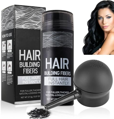 Hair Building Fibers for Thinning Hair with Spray Applicator Pump Nozzle, Natural Keratin & Undetectable, Instantly Fuller, Thicker Look, Conceals Hair Loss in Seconds, Hair Powder for Women & Men
