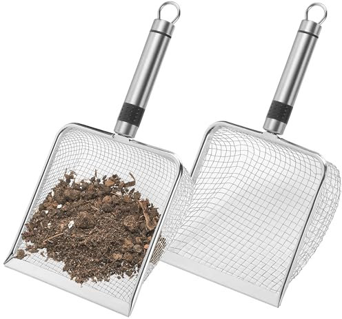 2 Pieces Gardening Soil Sifter - 3.8/5mm Garden Riddle Mesh Sieves - Gardening Sand Mesh Sifter for Soil Sand Rocks Dirt Compost