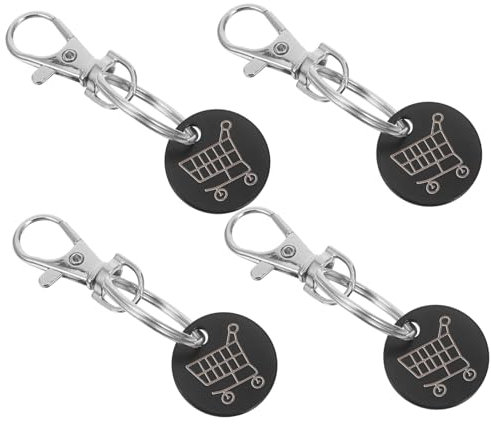 Operitacx 4piezas Llavero De Metal Fichas para Carrito Adorno para Llavero Fichas Aros para Colgante para Retirar El Carrito Supermercado