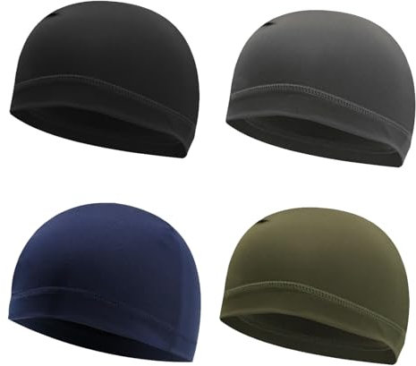 ATSNOSH 4 Stück Running Mütze für Herren Damen, Sommer Fahrradmütze, Sportmütze Laufmütze, Leichte Dünne Schlafmütze, Skull Cap, Atmungsaktiv (DE/NL/SE/PL, Alphanumerisch, Einheitsgröße, 4 Stück)