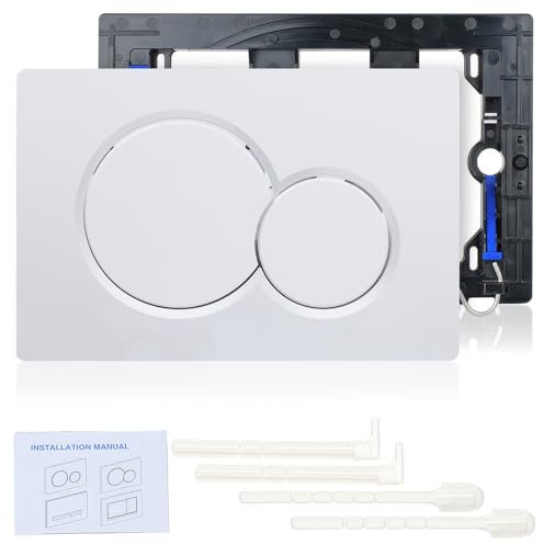 Betätigungsplatte Kompatibel mit Geberit Sigma 01, UP320,UP300, UP720, Drückerplatte mit Einbaurahmen, Spülkasten Ersatzteile, Weiße Kunststoff für 2-Mengen-Spülung