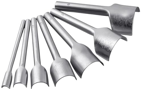LEONTOOL 7 piezas Herramientas de cuero Punzón medio redondo Punzón en forma de arco Cortador de borde de cuero Cortador de borde de cuero Kit de herramientas Cortador de curva en forma de arco