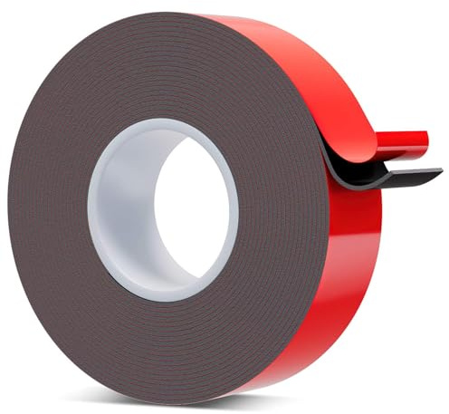 QUTIASE Nastro Biadesivo Extra Forte, 25mm * 5 Metri, Nastro di Montaggio, Impermeabile Nastro Adesivo Acrilico per Auto, banda a LED, DIY, Ufficio, Interni ed Esterni