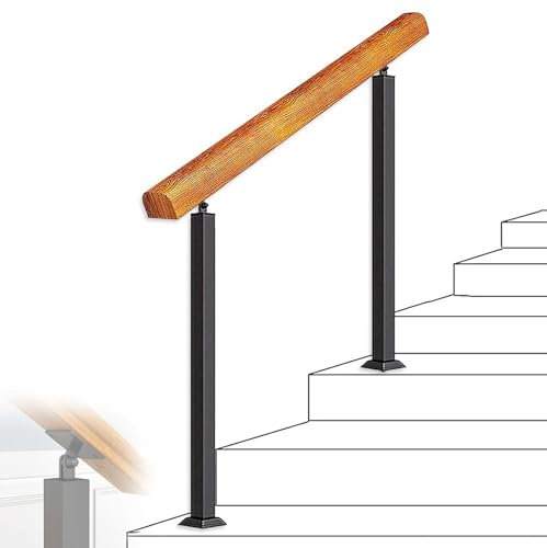 Barandilla de madera para escaleras de seguridad para jardín y villa, barandilla de hierro forjado duradera para escalones y pasillos exteriores