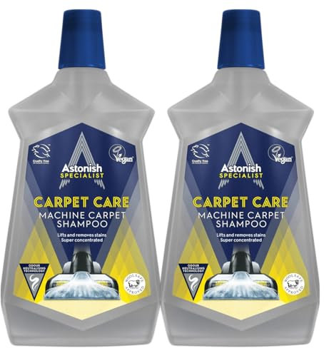 2 x 1L ASTONISH Specialist Carpet Care Machine CARPET SHAMPOO, Lifts and Removes Stains, Super Concentrated - Carpet Cleaner Shampoo Vac Maxx