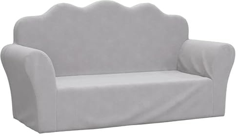 Eleganz Sofá infantil de 2 plazas, color gris claro, funda de felpa suave (100% poliéster), cómodo sofá para habitación infantil para niños pequeños - muebles para bebés y niños pequeños