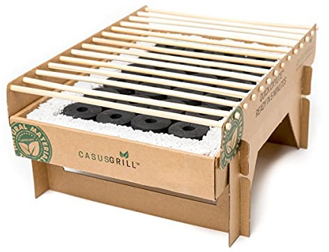 CasusGrill Biologisch Abbaubarer Einweg-Grill: Tragbarer Mini-Grill Aus Natürlichen Materialien - Einfach Aufzubauen, Keine Feuerzeugflüssigkeit Erforderlich