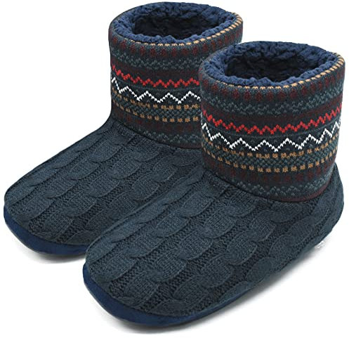 COFACE Hüttenschuhe Herren Warm Winter Hausschuhe Herren Plüsch Flauschig Gefütterte Hausstiefel Männer Fell Haussocken Filz Pantoffeln 46