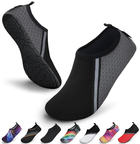 SAGUARO Escarpines Hombre Mujer para Buceo Snorkel Surf Natación Piscina Vela Mares Rocas Río Zapatos para Agua Calzado Playa Zapatillas Deportes Acuáticos(Gris, 38/39 EU)