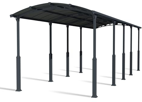 Canopia by Palram Carport Bausatz Arcadia Alpine 10600 1077 x 359 cm Einzelcarport Polycarbonat in Grau für PKW aus rostfreiem Aluminium