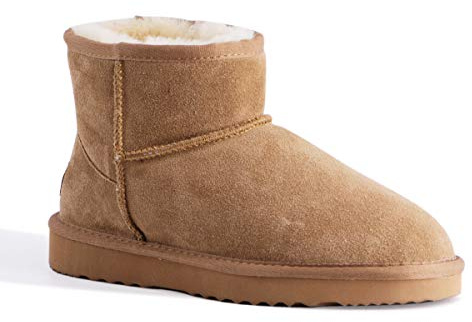 Aus Wooli Australia Short Sheepskin Ankle Boot - Brown - UK WOMEN 7/UK MEN 7