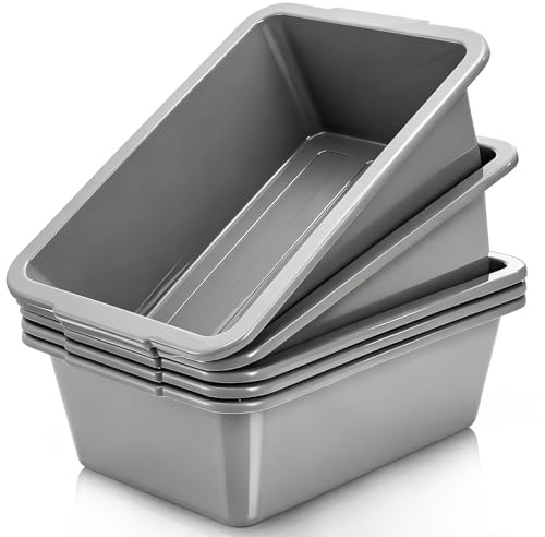 Dicunoy 6 Pack Plastic Bus Tubs, 8L Meat Lugs Tote for Restaurant, Small Food Service Tub Wash Dish Basin Pans, Meat Processing Tubs Commercial Tote Box for Home Camping RV Kitchen Storage