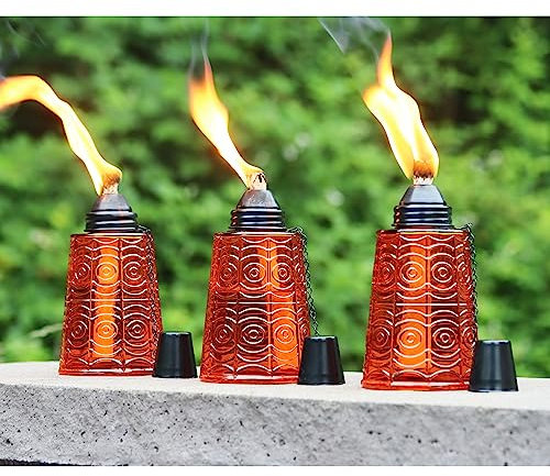 Seraphic Lot de 3 torches de table à la citronnelle pour terrasse extérieure, 473,6 g, bougies décoratives à la citronnelle pour terrasse, jardin, fêtes, ambre