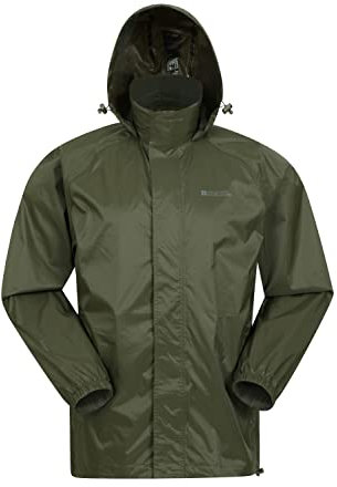 Mountain Warehouse Pakka Mens Waterproof Packable Jacket - IsoDry, Lightweight & Breathable Raincoat with Taped Seams & Packaway Bag - For Spring Summer & Travel Khaki M