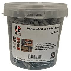 BATIFIX Universal 4-Fach Spreizdübel Box + Schraube mit Senkkopf 150 Stück für Befestigungen in Voll- und Hohlmaterialien (Dübel 8x40 Ø8 + Schraube 5x60)