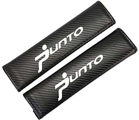 Stylecart 2 Pezzi Auto Cuscinetti Cintura di Sicurezza in Fibra di Carbonio, per Fi-at Punto Auto Confortevole Protezione Rimovibile Morbido,Black