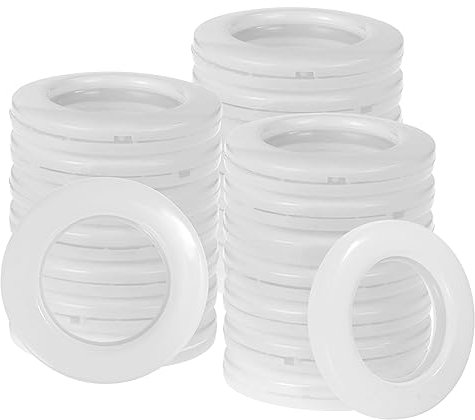 Knpwer 32 Stück Vorhang Ösenringe,Vorhangringe Stoffösen Runde Plastikringe Clips Innendurchmesser 40mm DIY Ringe für Fenstervorhang,Duschvorhang (Weiß)
