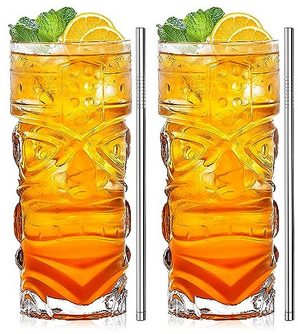 INFTYLE Lot de verres Tiki transparents de 60 à 414 ml - Verres à cocktail modernes parfaits pour les cocktails exotiques, Mai Tai, cocktails de style hawaïen, îles tropicales (transparent-2)