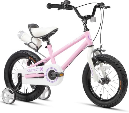 Glerc Vélo Enfant 14 Pouces avec Roues stabilisatrices & Porte-bidon pour garçons et Filles de 3 4 5 Ans,Rose