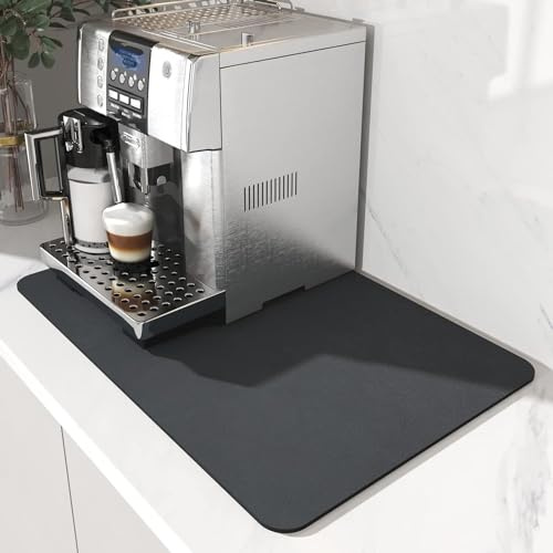 pafnisoin Tapis Machine a Cafe 1 Pièces Tapis Egouttoir Vaisselle Absorbant 40 * 30cm Tapis de Sechage Vaisselle Tapis Vaisselle Absorbant（Noir）