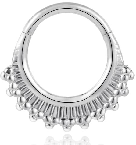 DOEARKO Septum Piercing Acciaio Chirurgico 16G 8mm Septum Clicker Piercing Naso Anello Hoop Lip Conch Tragus Helix Piercing Gioielli (Argento-3)