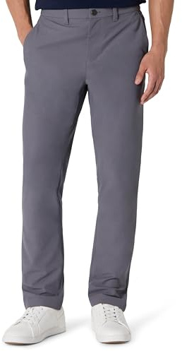 Amazon Essentials Pantaloni Travel Elasticizzati, Vestibilità Aderente Uomo, Carbone, 38W / 28L