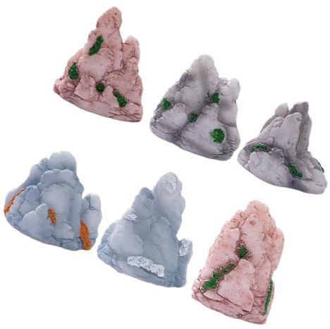 Abaodam 6pièces Mini Rocaille Décorative Résine Montagne Artificielle Miniature pour Aquarium Ou Bonsaï Ornement De Micro-Jardin Intérieur