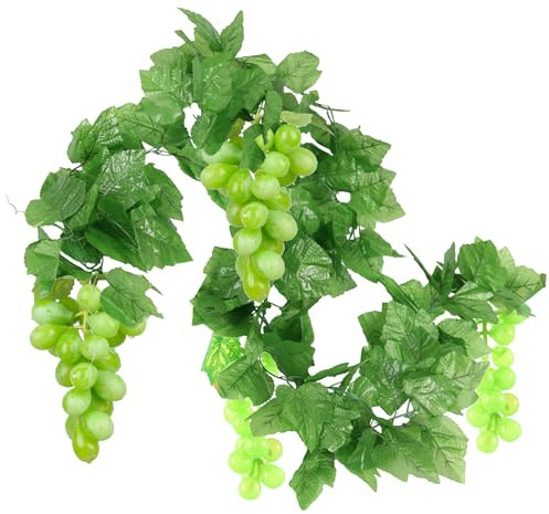 Woohome 12 PCS Feuille de Vigne Artificielle, 4 PCS Faux Raisin de Vigne, Raisin Artificiel et Vigne pour Décoration D'intérieur, Décoration de Mariage