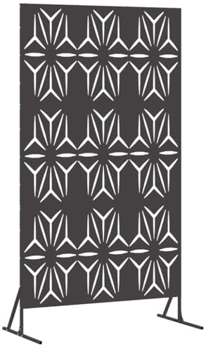 vidaXL Pannello Metallico da Giardino in Nero con design a petalo | Grande, moderno e resistente. Perfetto per partizioni decorative e come schermo privacy per giardini, terrazzi o cortili rettangol