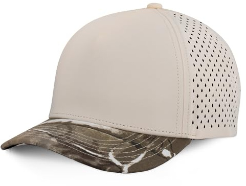 Billest Gilbert Youth Snapback Hat | 5 Panel Blank Cap for Kids | Breathable & Lightweight | Curved Bill (Age 4 to 12 Years) (Bone/Camo Brim)