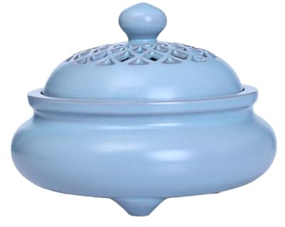 SQOYEI Boite Conservation Alimentaire avec Couvercles Céramique Rangement Pomme de Terre, Grand Pot à Ail Ventilation Conserve la Fraîcheur Restaurant Boite Oignon(Bleu)