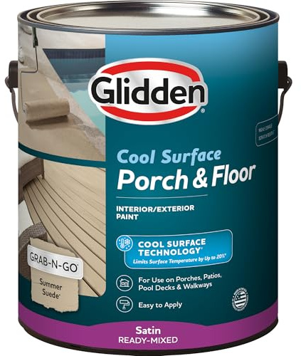 Glidden Porch and Floor with Cool Surface Technology Satin Interior/Exterior Paint, Summer Suede, 1 Gallon