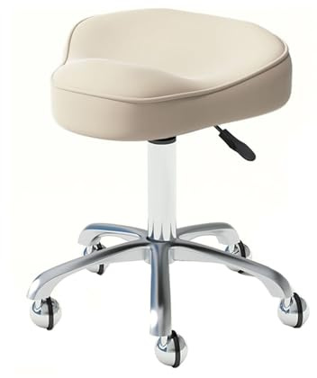 Generico Sedia a sella con ruote in similpelle, sgabello girevole regolabile in altezza, sgabello ergonomico oscillante, for parrucchiere, massaggi e spa(Color 1)