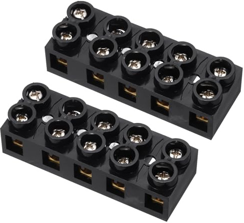 QUARKZMAN 2pcs Bornes A Vis Double Rangée, 5 Positions 500V 60A, Barrette De Connexion, Barrière De Câble Pour Électroménagers, Circuits Électroniques, Noir