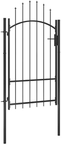 Portail d'entrée pour jardin, portail de jardin, porte de jardin en acier, 1 x 2,2 m, noir, pour terrasse et jardin