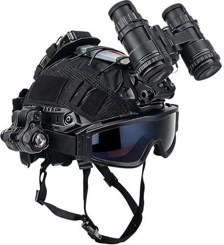LZAQHMT Set Completo Casco Tattico FAST Airsoft Con Modello Fittizio AN/PVS31 NVG, Luce Segnalazione, Torcia Elettrica, Occhiali Protettivi E Custodia Per Contrappeso - Equipaggiamento Protettivo